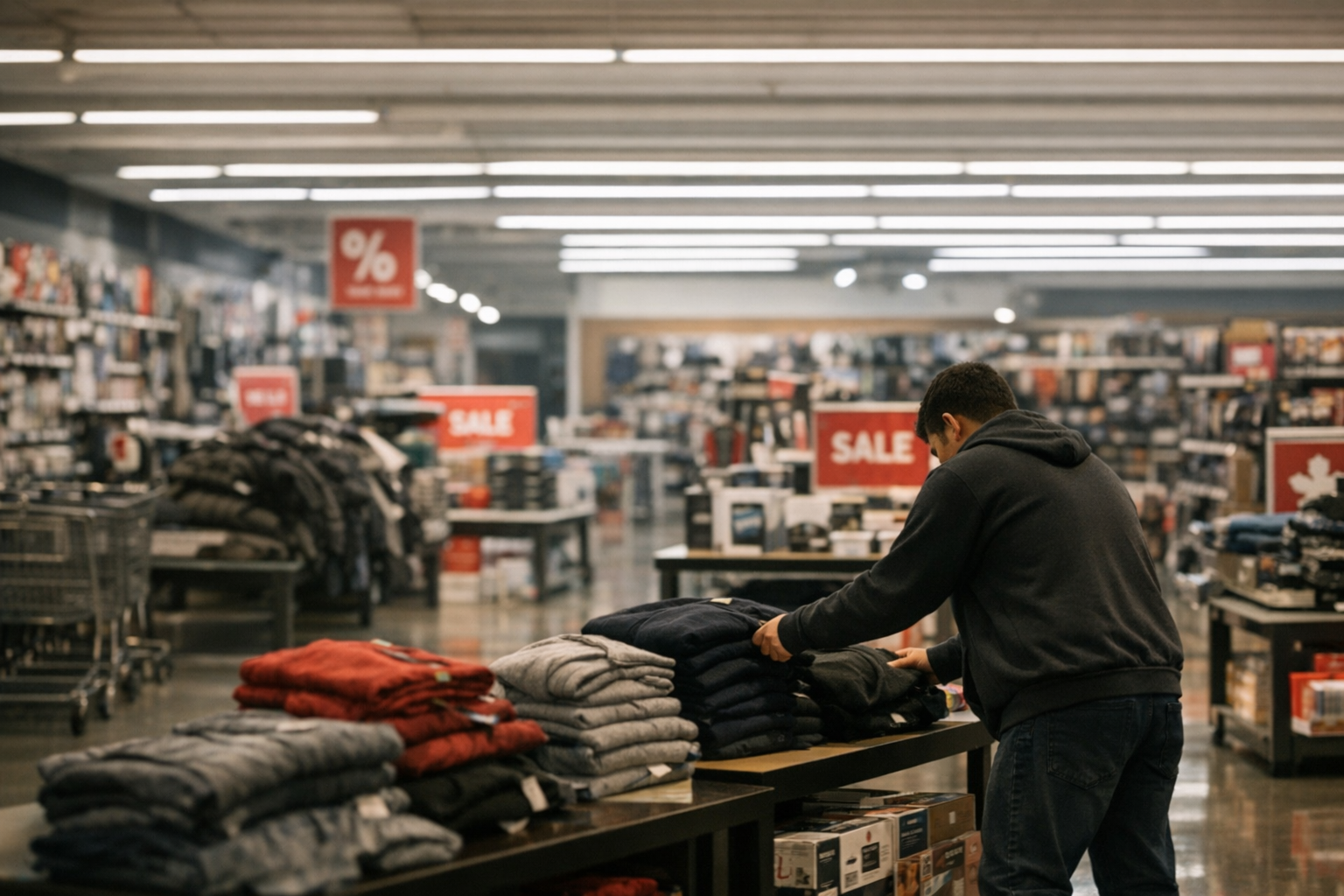 Retail manager reviewing schedules on tablet before store opening rush