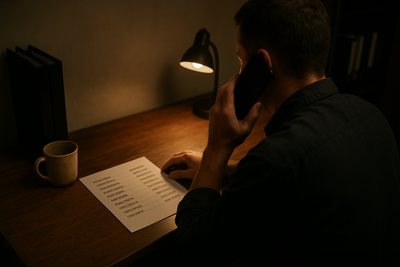 Restaurant manager checking staff contacts beside a busy service station