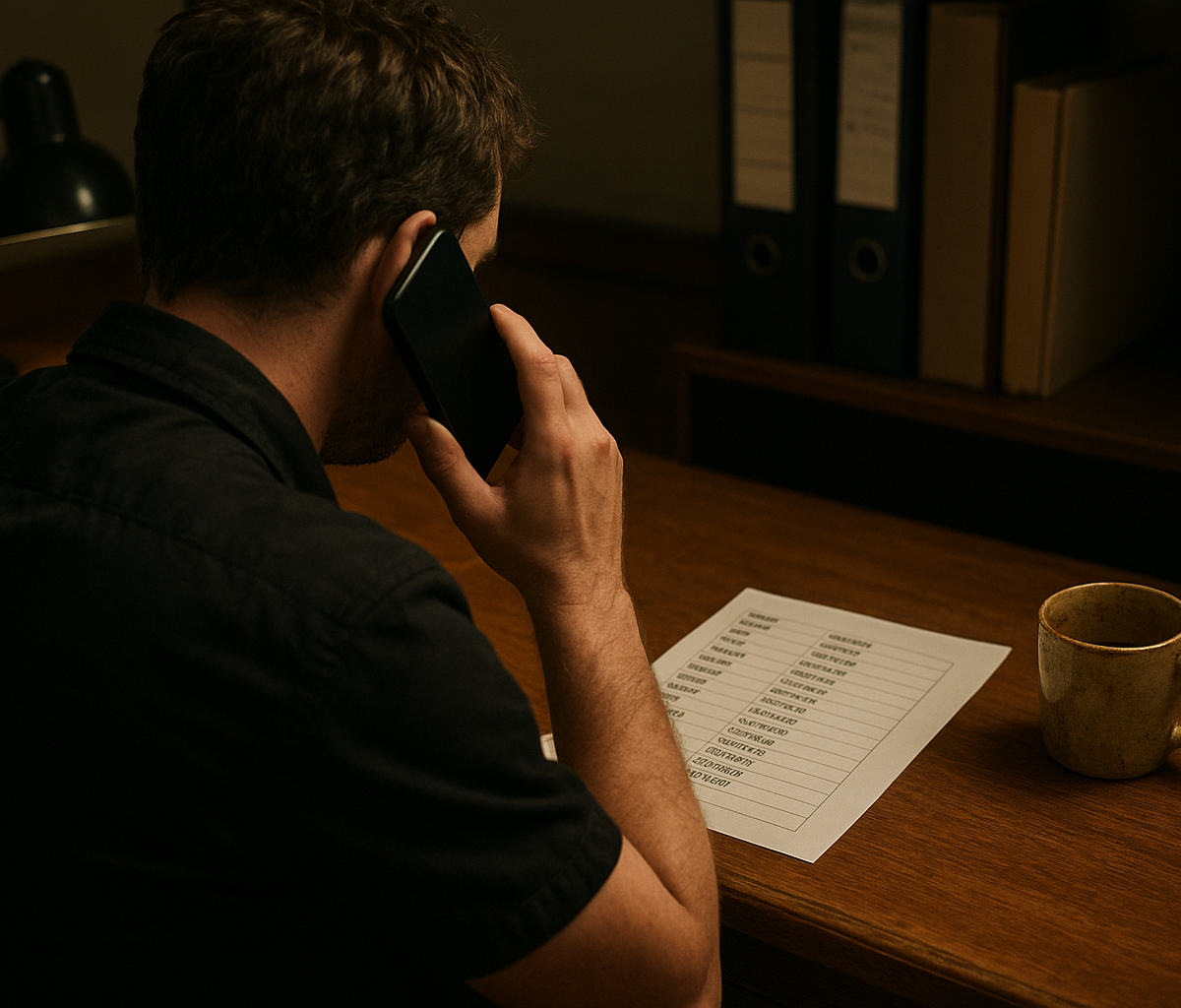 Restaurant manager checking staff contacts during a busy dinner service