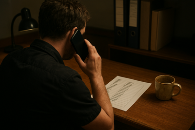 Restaurant manager checking staff contacts during a busy dinner service