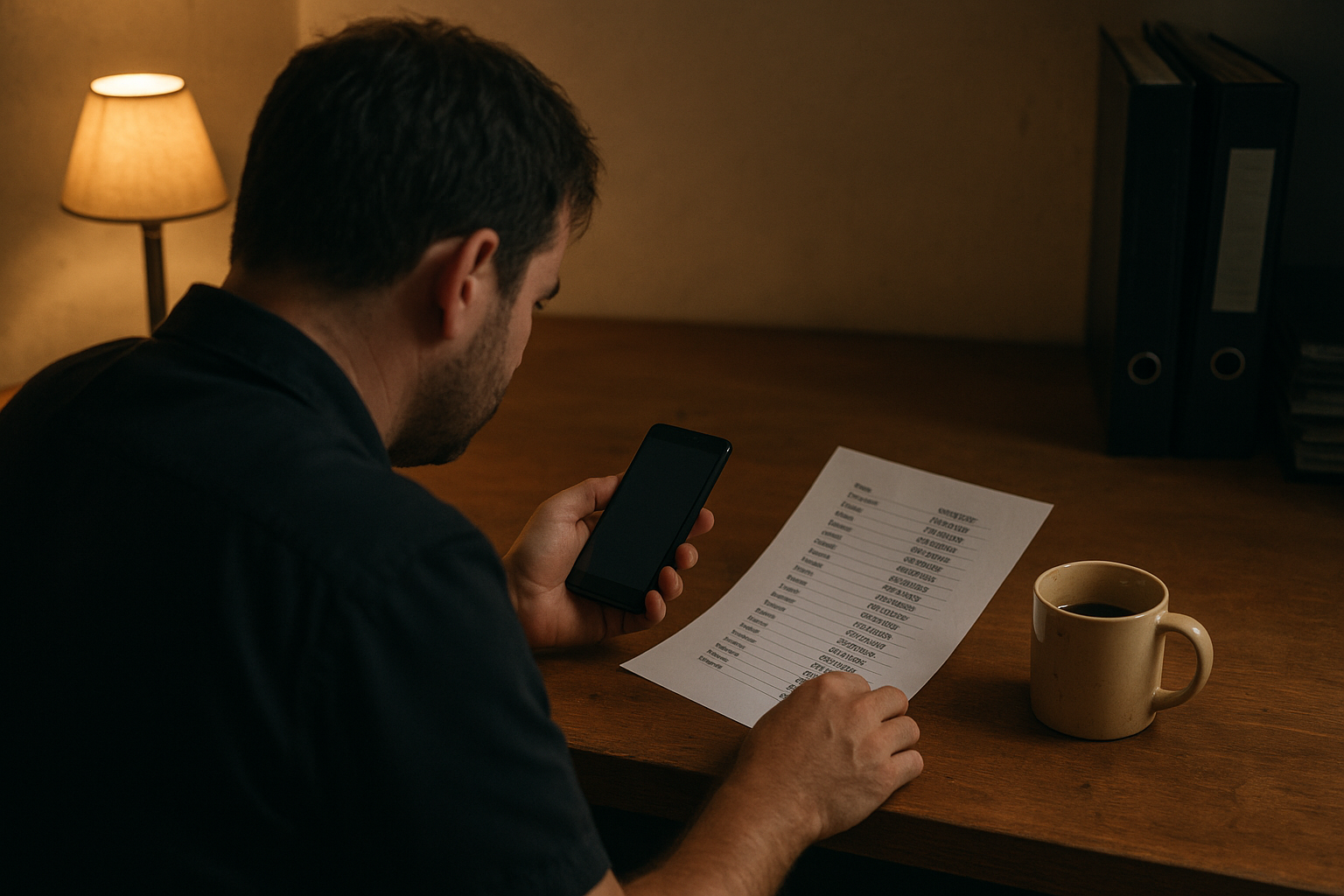 Restaurant manager checking staff list during a busy dinner service